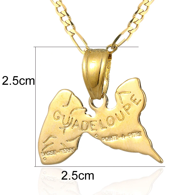 Цепочка с подвеской в виде карты Гваделупы золотистого цвета|pendant brand|pendant for