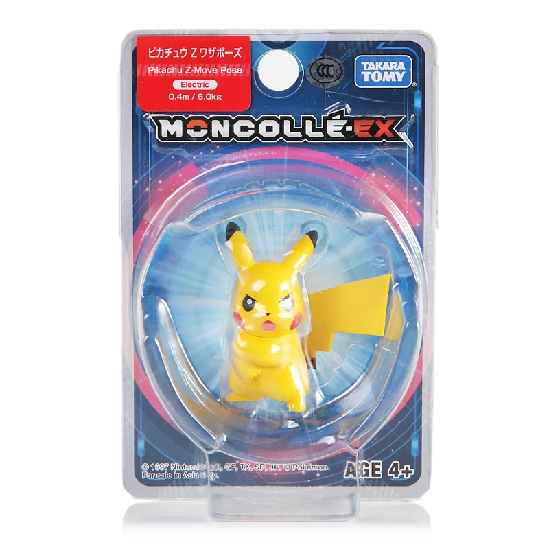 Мини игрушка Takara Tomy Pokemon monglue EX Sun Moon 4 см Коллекционная Фигурка Пикачу Z Move поза