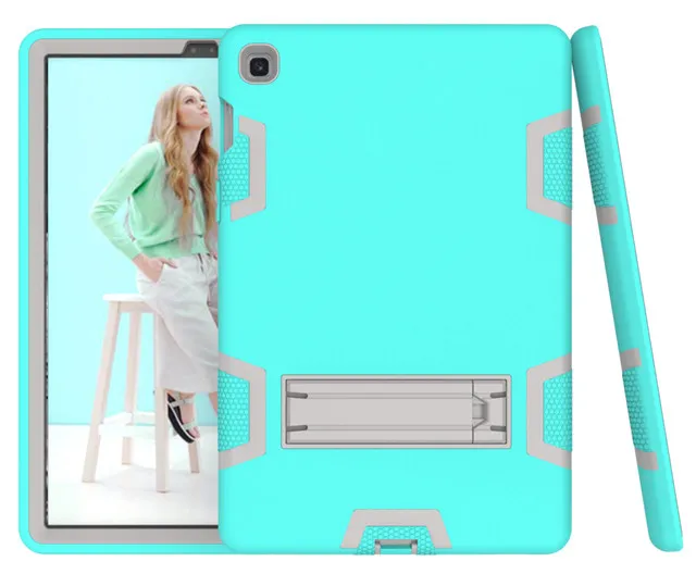 mint green gray Silicon Shockproof Cover for Samsung Galaxy Tab S5e 10.5 SM-T720 SM-T725 10.5" Tablet Funda Capa Case for Kids+Film+Pen - Color: mint green gray