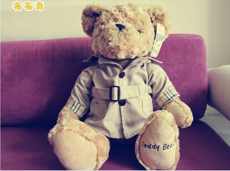 

big plush lovely Teddy bear toy khaki Dust coat bear toy doll gift about 40cm 0026