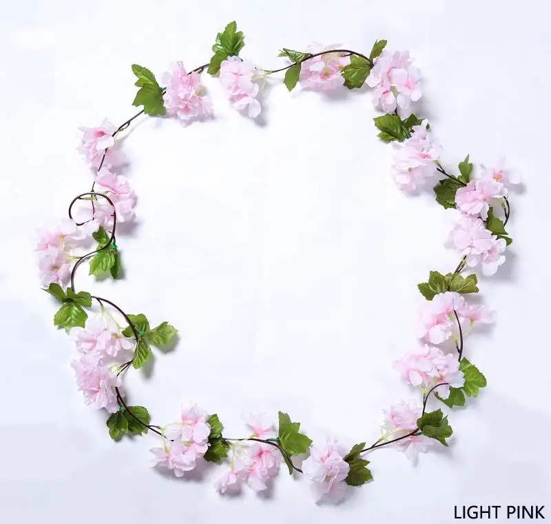 Light Pink Вишневый цвет гирлянда цветков глицинии Висячие Цветы Букет Свадебная церемония Декор шелк Глициния лоза свадебная АРКА Цветочный декор - Цвет: Light Pink