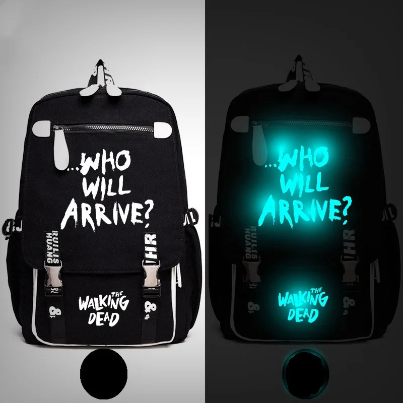 Walking Dead Who will Arrive Wing Backpack Messenger Luminous Book Bag School Travel Bags Anime Gift