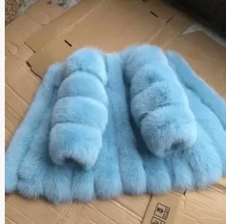 light blue Заводская распродажа, подгонянные любые цвета, классические модные шубы из натурального Лисьего меха, Роскошные куртки из натурального Лисьего меха - Цвет: light blue
