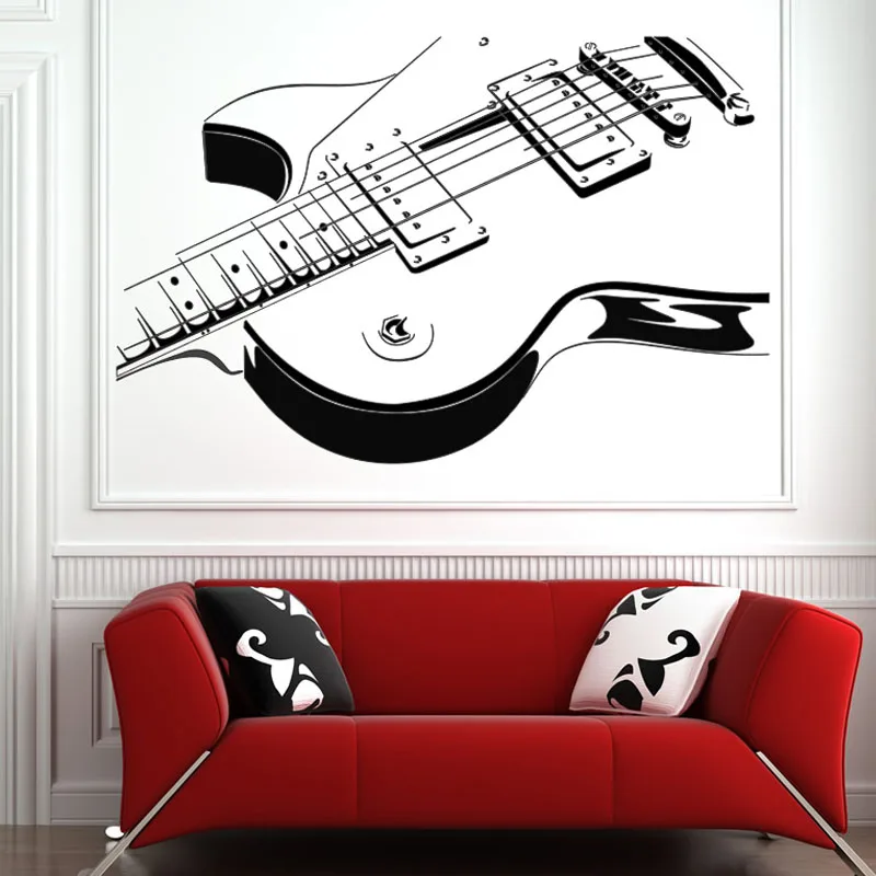 Наклейка на стену с электрогитарой виниловая самоклеящаяся наклейка в виде