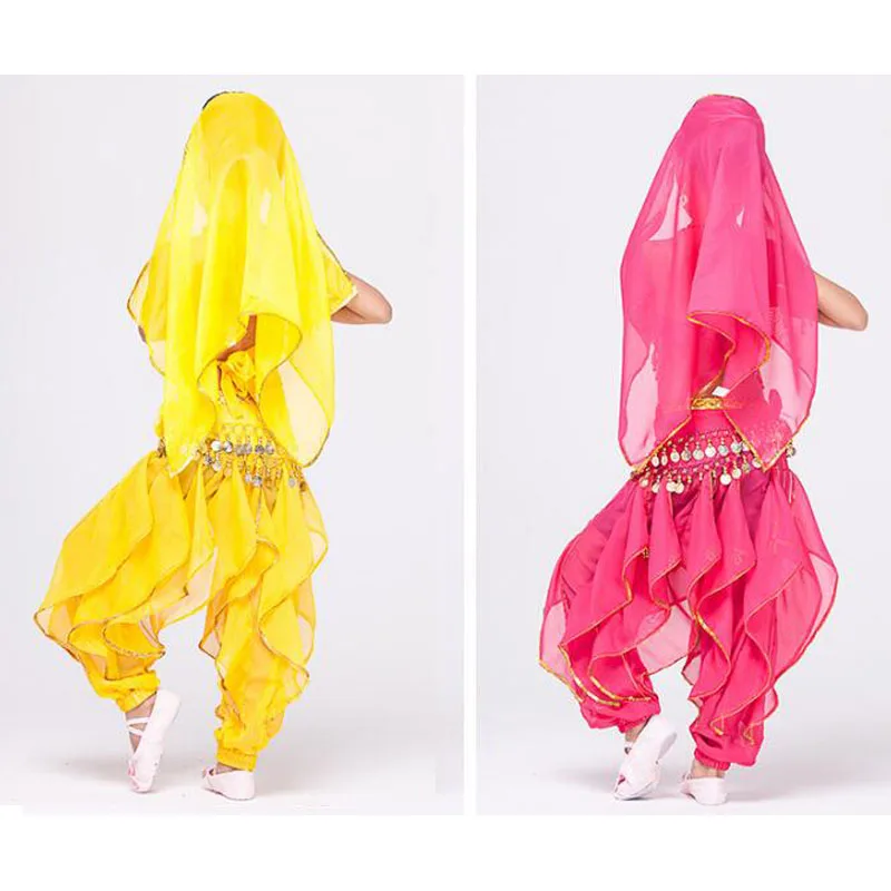 Детские костюмы для танца живота 4 шт. (топ + штаны ремень ручная цепь) детское