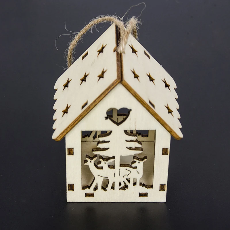 (6.5x8cm)style 3 Креативный светодиодный свет деревянный кулон в виде домика рождественские украшения для дома световой кабины подарок настенное украшение для рождественской елки украшения - Цвет: (6.5x8cm)style 3