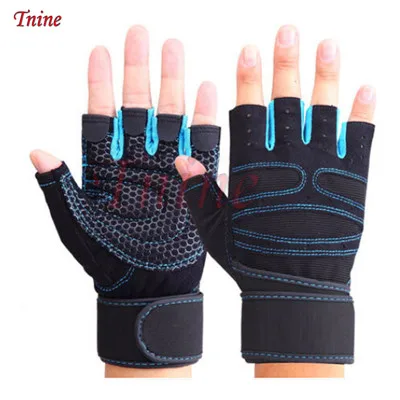 Blue gym gloves Профессиональные перчатки для тренажерного зала, фитнеса, для женщин и мужчин, для кроссфита, тренировки, бодибилдинга, тренировок, тонкие дышащие Нескользящие перчатки на полпальца - Цвет: Blue gym gloves