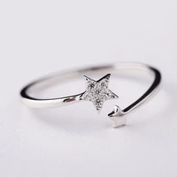 flyleaf 925 sterling silver zircon double star open rings for women lady fashion jewelry free shipping