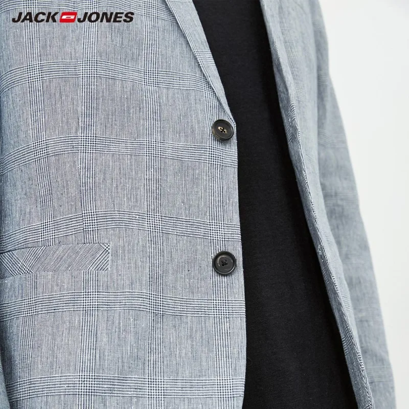 JackJones мужской Клетчатый Блейзер прямого кроя с лацканами E | 218208502 Мужская одежда