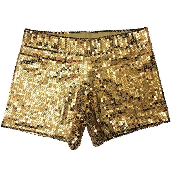 gold Эластичные блестящие сексуальные мини женские шорты с блестками, Клубная одежда, танцевальная одежда, обтягивающие облегающие летние шорты с низкой талией - Цвет: gold