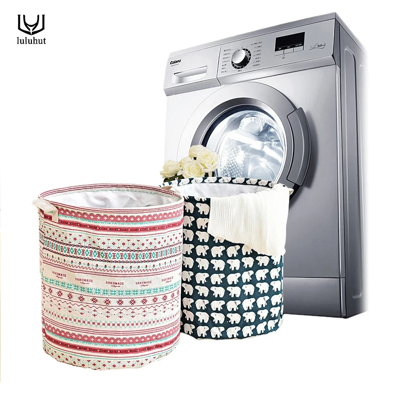 

luluhut large laundry basket for clothes cotton linen dirty clothes laundry organizer foldable cartoon bathroom laundry bin