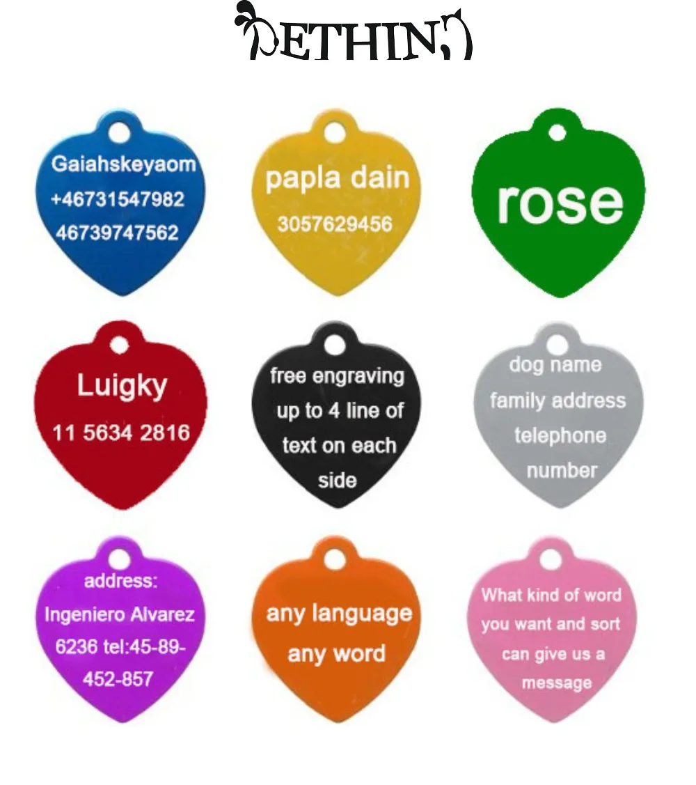 2 шт./лот Алюминиевая бирка с именем питомца Бесплатная индивидуальная
