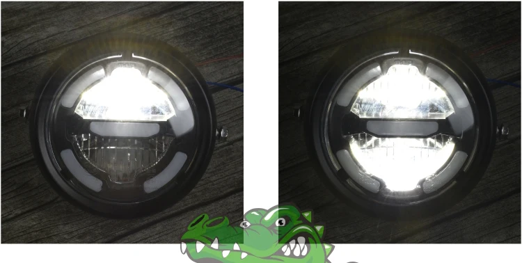 6.5inch universal Retro motorcycle modification LED headlight lamp with Guard Cover yellow driving light GN125 250