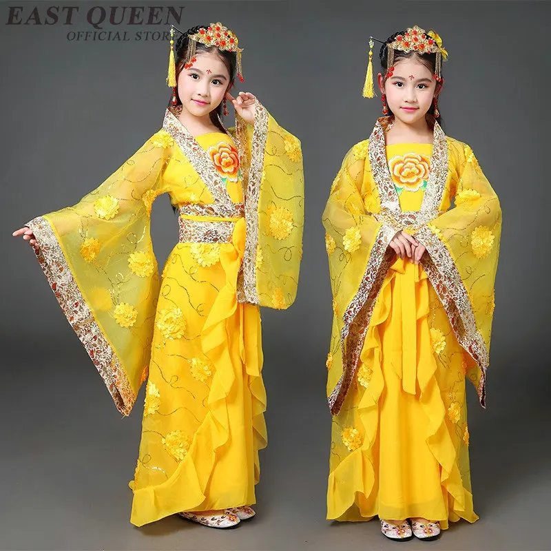 

Китайский народный танцевальный костюм, одежда hanfu для девочек, детская сценическая одежда, Национальный Древний Традиционный китайский та...
