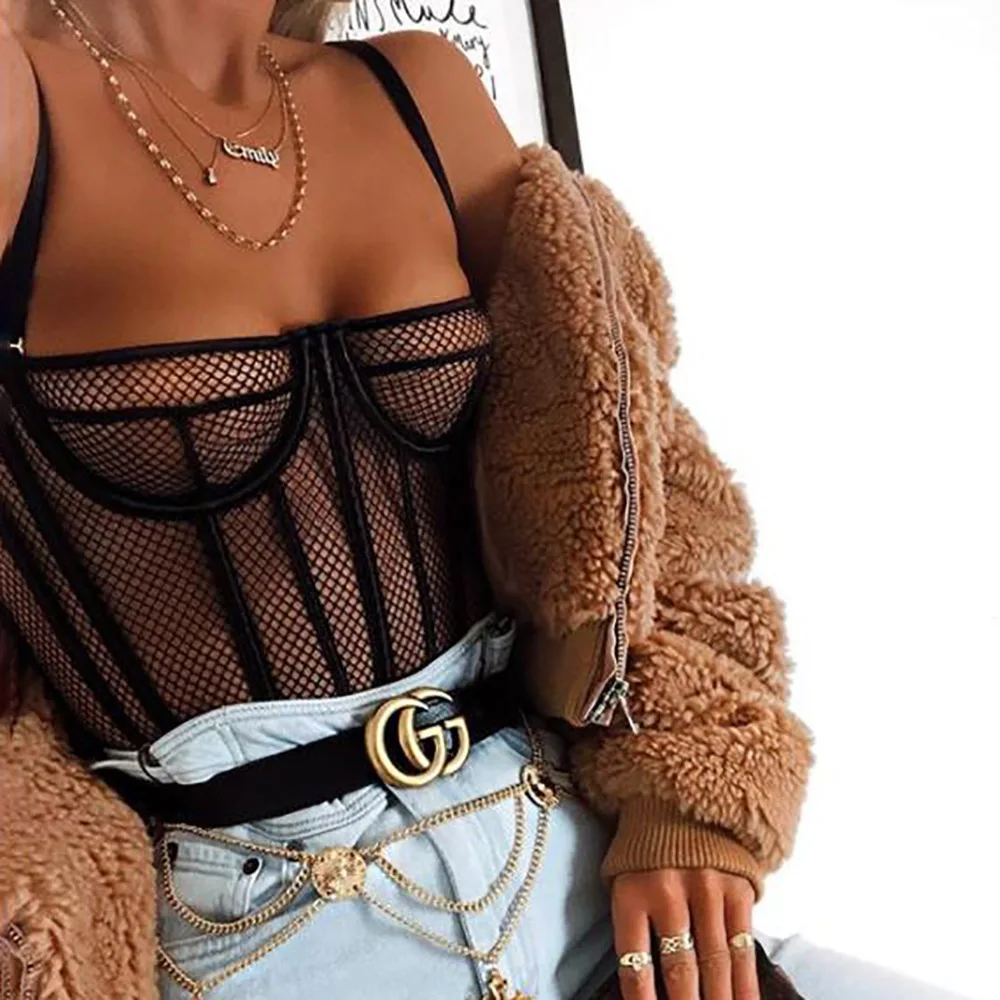 Сексуальные кружева рукавов Черный боди Для женщин Лето перспектива сетчатые