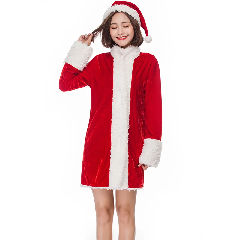 New Christmas Party Red Plush Jacket Stage Costume Cosplay Character | Тематическая одежда и униформа