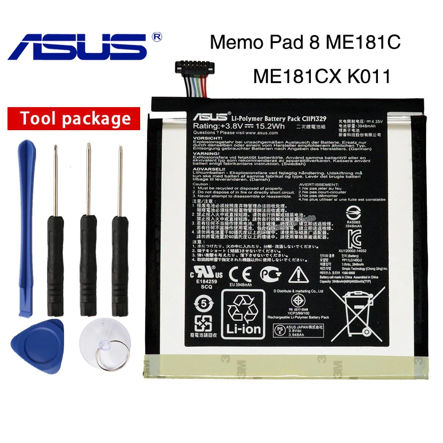 Оригинальный аккумулятор ASUS C11P1329 для MeMo Pad 8 ME181C ME181CX 3948 мАч|Аккумуляторы