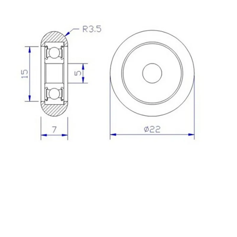 SWMAKER 5*22*7 мм черный/синий/белый R Тип литья под давлением дверной и оконный ролик