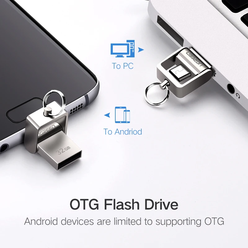 Ugreen USB флэш накопитель Micro OTG Флешка 64 32 ГБ для Xiaomi Redmi Note 5 Plus 4X телефон карта памяти