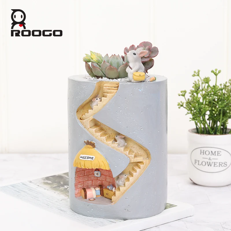 Roogo, полимерные цветы для дома, сада, горшок для суккулентов, горшки для садовых растений, цветочный горшок для балкона, украшение для дома, настольный держатель ручки, Декор