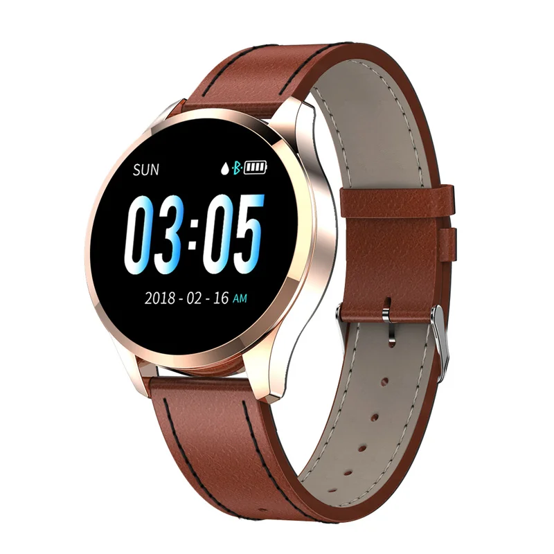 gold case Newwear Q9 мужские и женские водонепроницаемые часы с датчиком сердечного ритма, монитор артериального давления, Модные Смарт-часы VS Q8, Смарт-часы, фитнес-трекер - Цвет: gold case