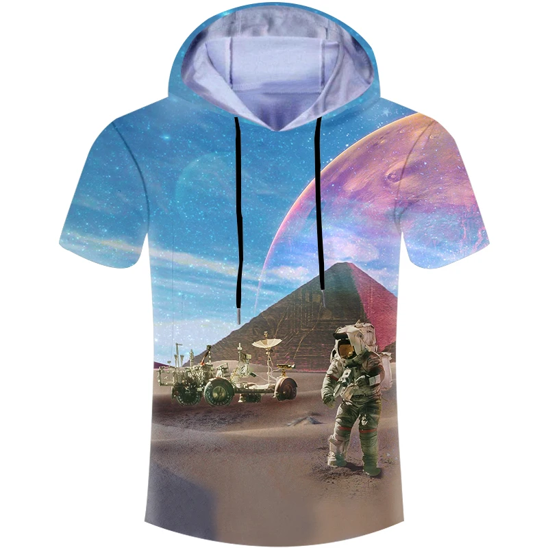 Модные толстовки унисекс футболка Мужская красочная с 3D принтом космосной
