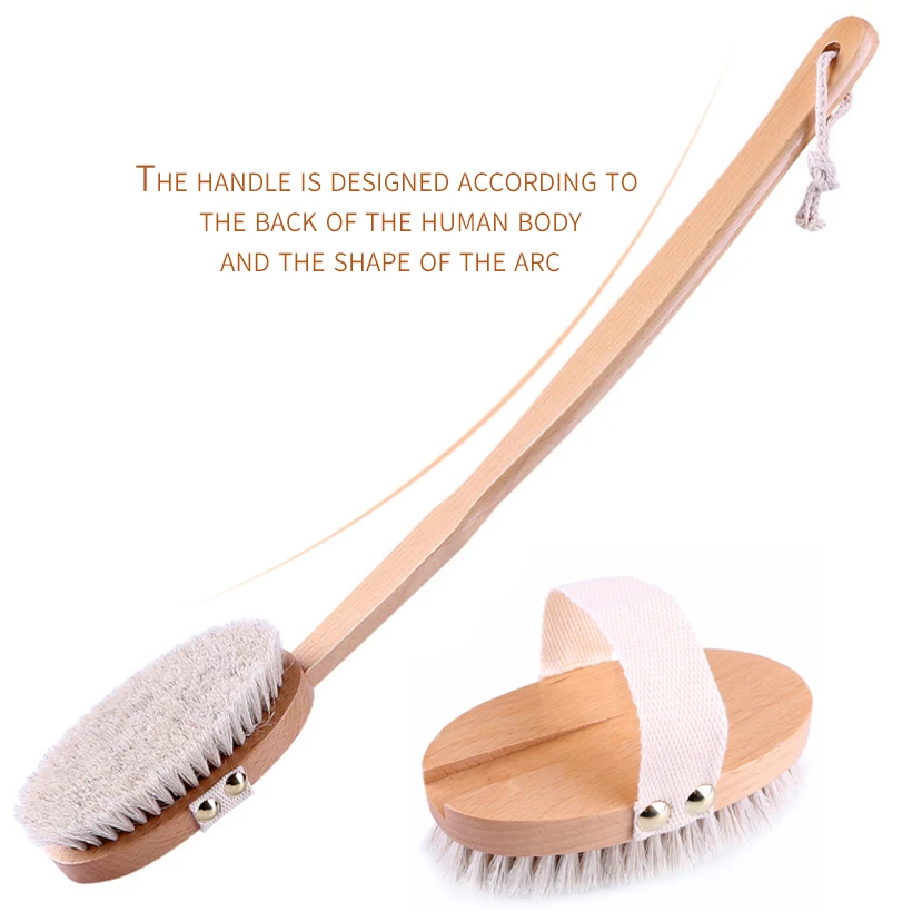 Щетка для массажа тела TREESMILE с натуральной щетиной спа и отшелушивания улучшения