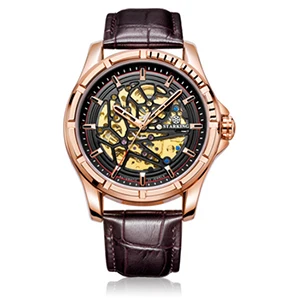 AM0271RL92 STARKING мужские прозрачные часы 28800 высоко-битые наручные часы с механизмом, мужские часы с кожаным ремешком, автоматические часы Mecanic AM0271 - Цвет: AM0271RL92