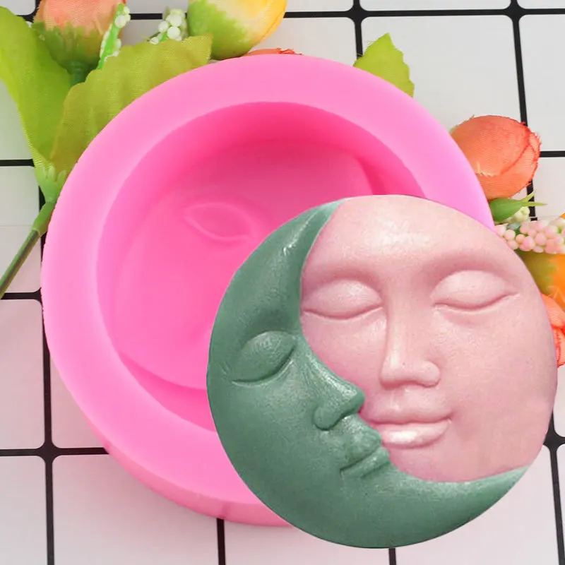 3D силиконовая форма для мыла Sun Moon Face свечи полимерные глиняные формы инструменты