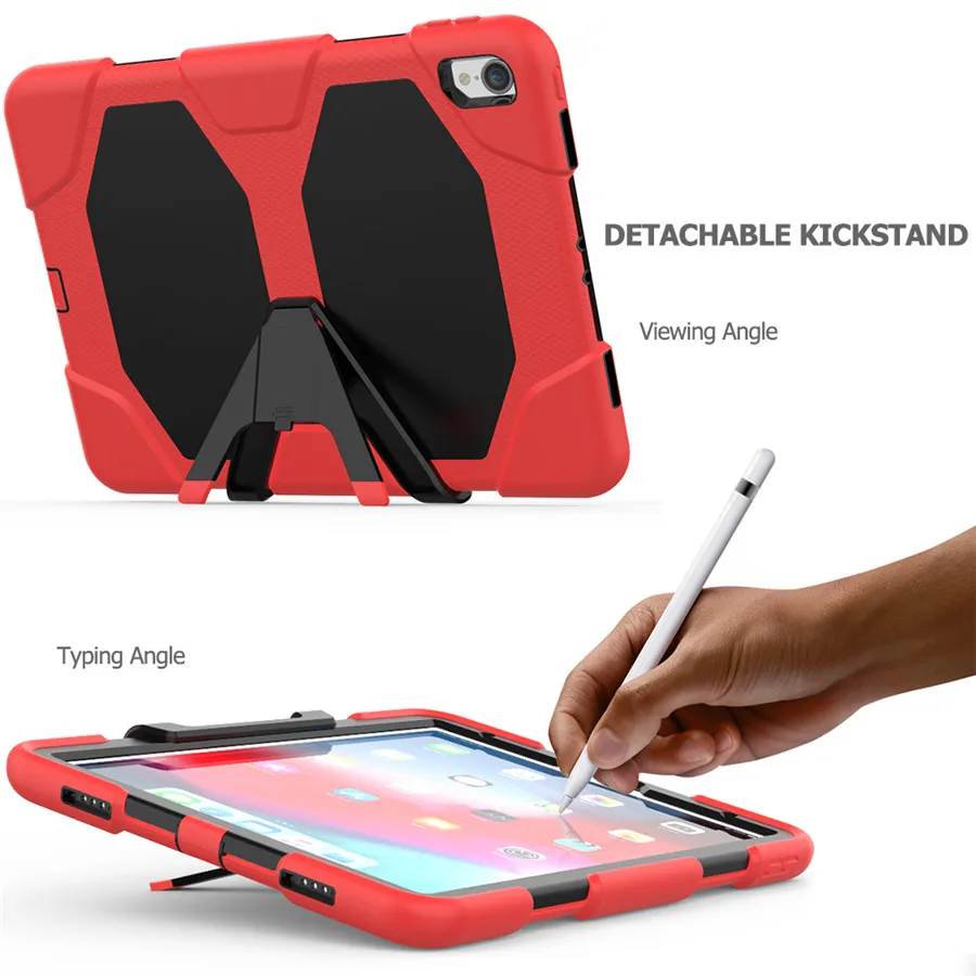 Для iPad Pro 11, чехол Funda, модель A80, для детей, кожа, военный, сверхпрочный, силиконовый+ PC, прочный Чехол-подставка для нового iPad Pro, 11 дюймов