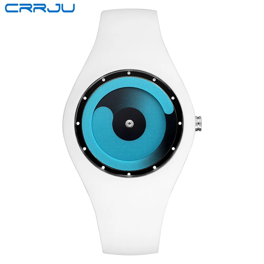 white blue CRRJU модные Relogio мужские часы спортивные студенческие часы нейтральные силиконовые часы наручные часы Новые водонепроницаемые Relogio Masculino - Цвет: white blue