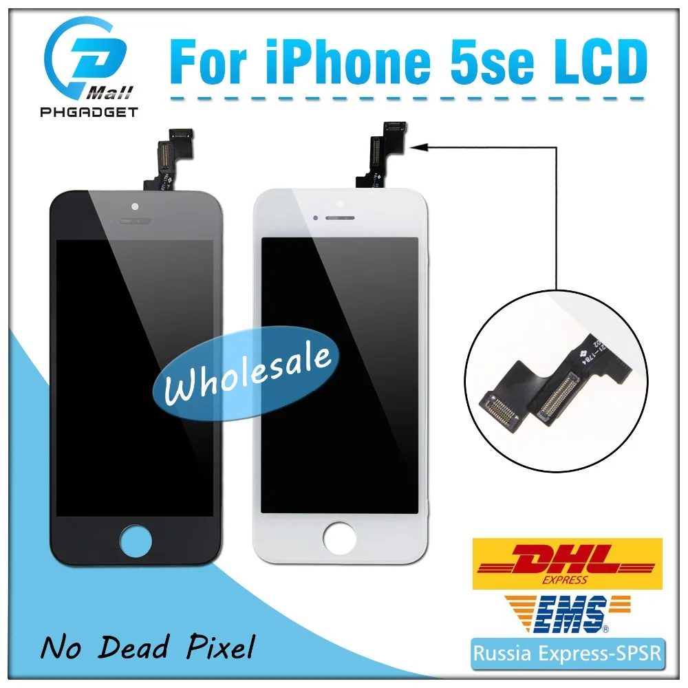 20 шт./лот AAA Бесплатная доставка дигитайзер дисплей сенсорный экран ЖК-для iPhone 5S SE