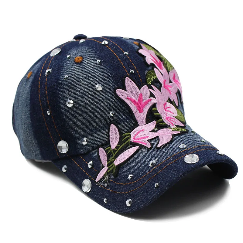 miaoxi Women New Hat Summer Floral Girl Baseball Caps For Female Adult Cotton Cap Fashion High Quality Denim Jeans Bonnet Sale