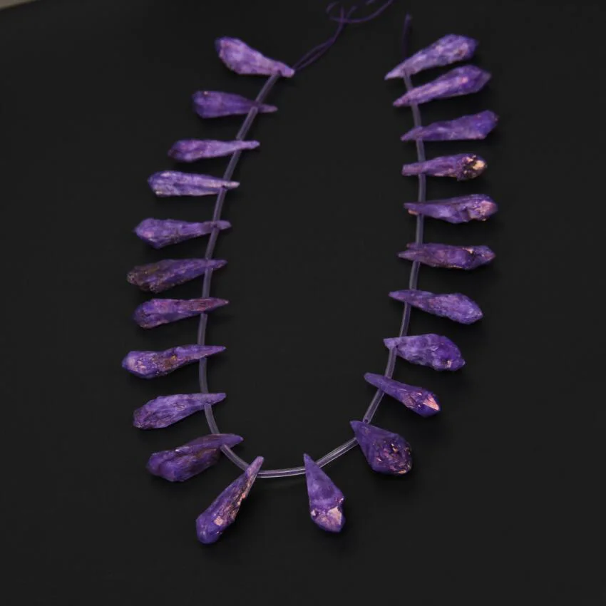 Purple AB 15," полный прядь бусины ювелирные изделия оптом красочный необработанный Кристальный кварц точка капли воды бусины грубые кристалл палочка Спайк кинжалы - Цвет: Purple AB