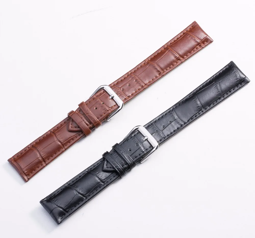 Мужской бамбуковый браслет из телячьей кожи 14 мм 16 18 19 20 22 24 мм|watchband 14mm|watchband 18watchband
