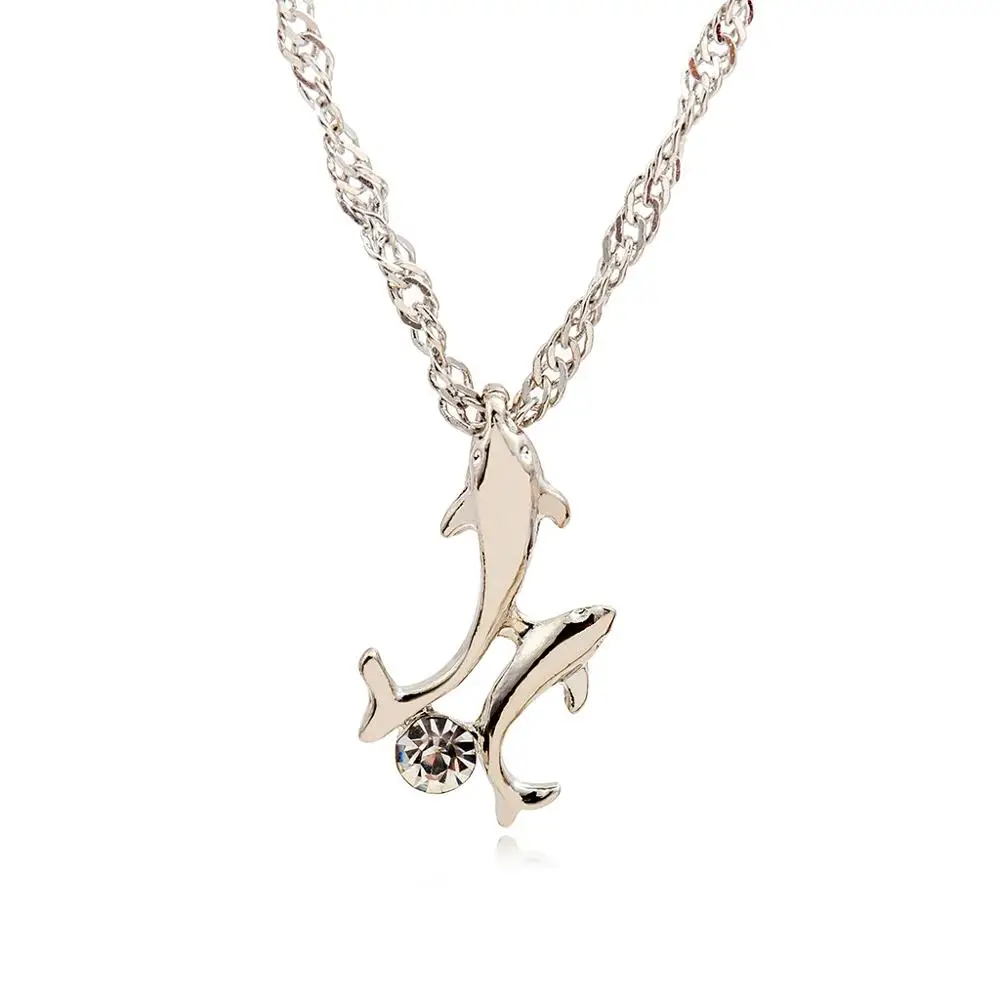 

Lovely Dolphin Shape 925 Sterling Silver Women Pendant for Wedding Party Girls Cute Necklaces Collar Jewelry Accessories QW42