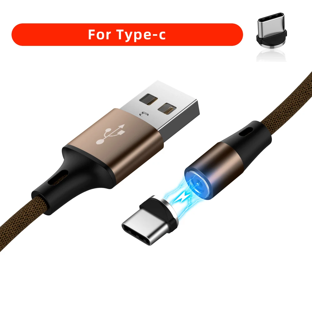 Магнитный USB C Micro USB кабель для Redmi K20 Быстрая зарядка usb type C кабель магнитное зарядное устройство Micro USB кабель для huawei samsung - Цвет: Brown For Type-c