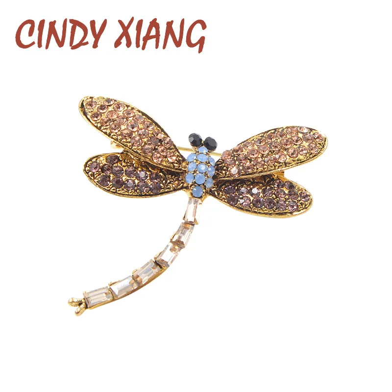 Винтажная брошь унисекс "Стрекоза" CINDY XIANG, элегантное украшение в виде стрекозы со стразами, модный аксессуар для пальто, платья, идея для подарка