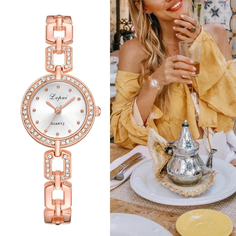 Женские часы-браслет Lvpai Роскошные Кварцевые наручные часы с кристаллами