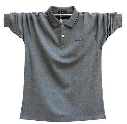 1950 light gray Новая мода плюс Размеры Для мужчин s Poloshirt Для мужчин хлопок рубашка поло Для мужчин с длинным рукавом Свободные тенниски мужской A5308 - Цвет: 1950 light gray