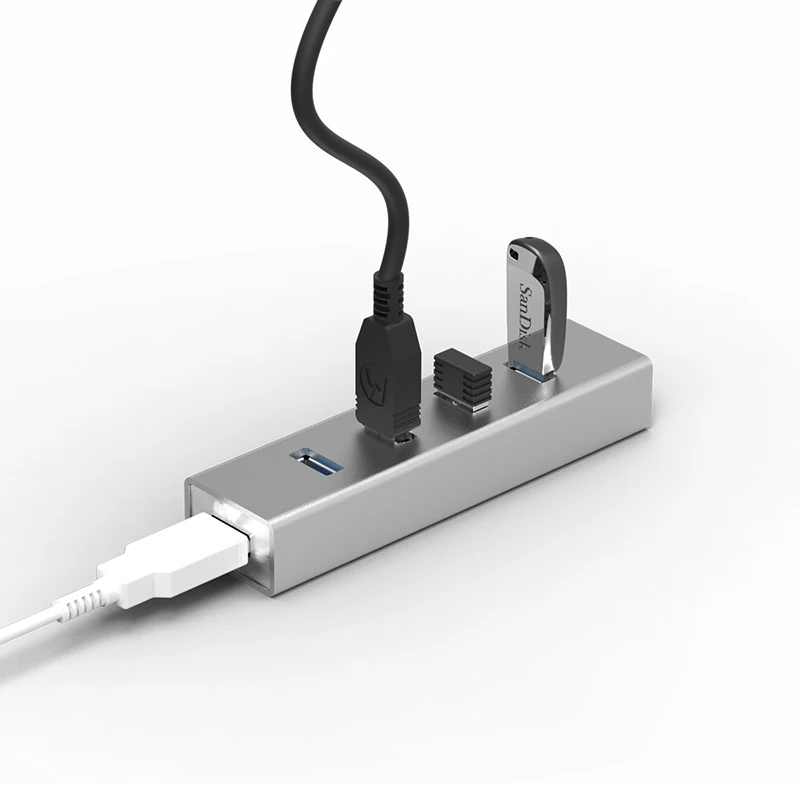 Фото 3.0 USB HUB комбинированный алюминиевый концентратор 4-портовый разветвитель Mini-USB