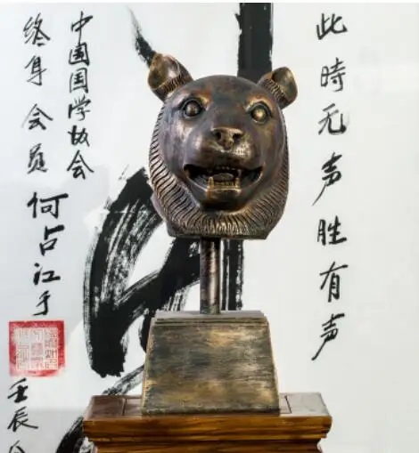 Лунный архаиз из чистой меди бронзовый дракон голова животного крыльцо на удачу