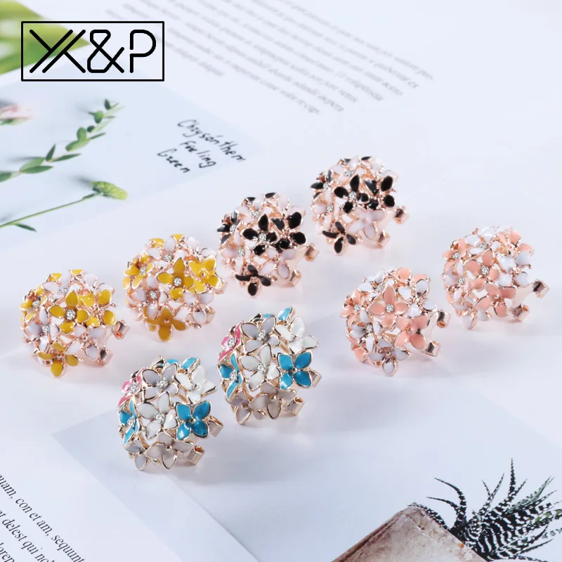 X & P корейский цветок Клевер кристалл серьги для женщин Женская мода