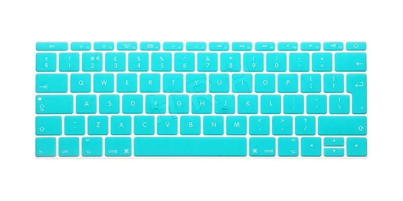 Aqua Green HRH EU/британский английский силиконовый чехол для клавиатуры для Mac New Pro 1" A1708(версия без сенсорной панели) и для Macbook 12" A1534 - Цвет: Aqua Green