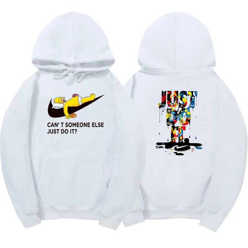 Fashion Funny Print Hoodie Sweatshirt Men Women Just Do It Colorful Letter Long Sleeve Hip Hop Cotton O-Neck Hoody | Мужская одежда