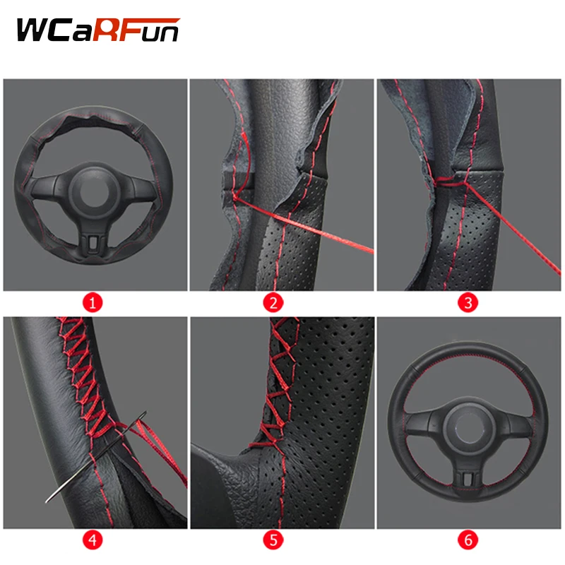 

DIY Car Interior accessories Hand-Stitched Car Steering Wheel Covers soft Leather braid on the steering wheel of Car With Needle