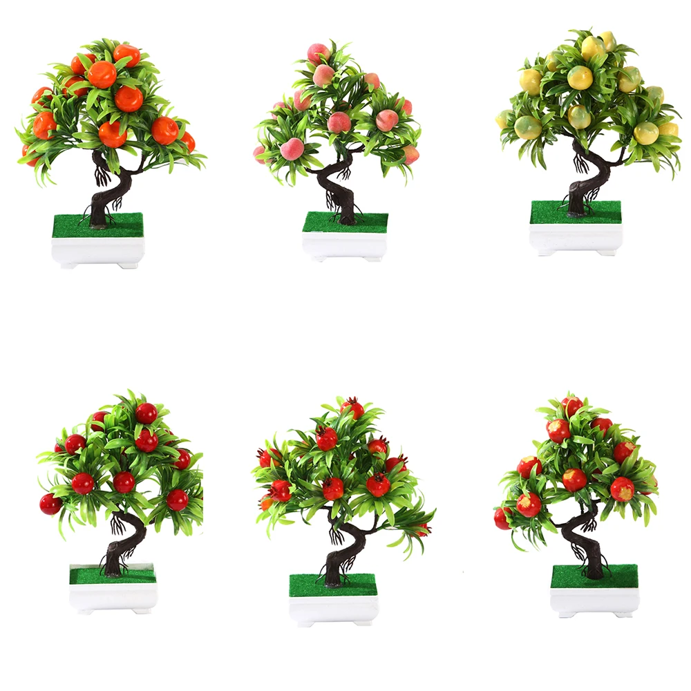 Ganoderma 15 больших фруктов с горшками искусственный цветок завод Бонсай поддельные