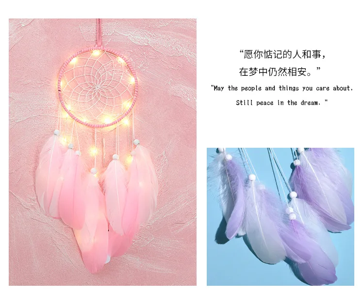 Home decoration girl heart room pendant simple dream catcher small night light handmade lovely birthday gift Wedding decoration