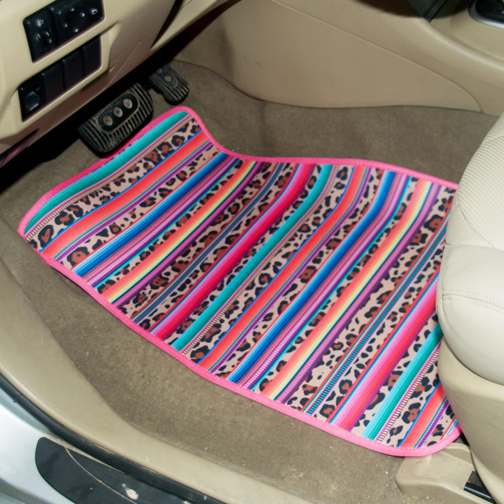 

10 Pcs Sunflower Neoprene Stripe Car Mat Leopard Car Floor Cover DOM107496