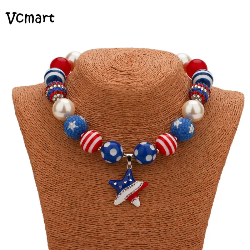 Vcmart/Новинка массивное ожерелье с кулоном в виде звезды бусинами для девочек